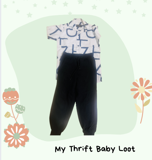 NEW Jogger and white letter shirt set (4 years)